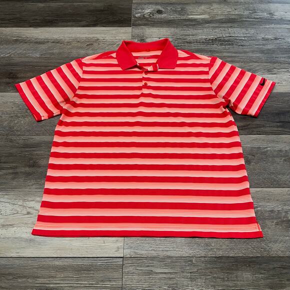 Nike Golf Dri Fit Tech Striped Mens L Mini Swoosh Tour Performance Polo Shirt - Picture 2 of 10